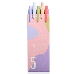 kaco soft touch retractable gel ink pens 0.5mm fine point (cute colors 5-pack colored ink)