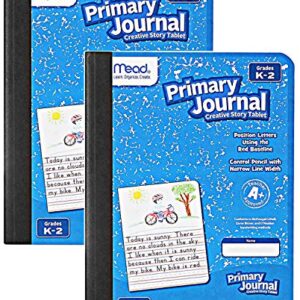 Mead Primary Journal Kindergarten Writing Tablet 2 Pack of BLUE Primary Composition Notebook for Grades K- 2, 100 Sheets (200 Pages) Creative Story Notebooks for Kids, 9 3/4 in by 7 1/2 in.