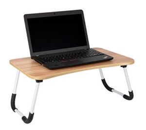 mind reader woodland collection, portable laptop desk/breakfast table, collapsible, portable, folding legs, beige