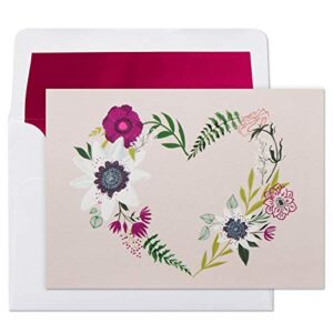 hallmark pack of 10 blank cards with envelopes, floral wreath heart (thank you cards, valentines day cards, all occasion cards)