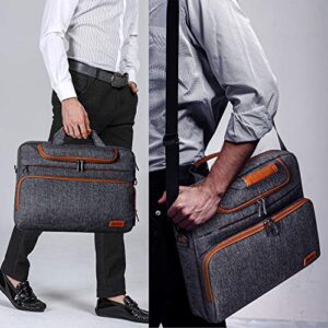 DOMISO 17 Inch Multi-Functional Laptop Sleeve Business Briefcase Waterproof Messenger Shoulder Bag Compatible with 17"-17.3" Notebooks/Dell/Acer/HP/MSI/ASUS, Dark Grey