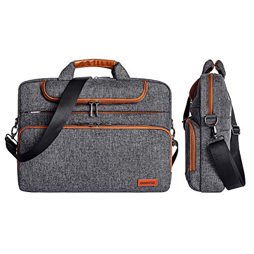 DOMISO 17 Inch Multi-Functional Laptop Sleeve Business Briefcase Waterproof Messenger Shoulder Bag Compatible with 17"-17.3" Notebooks/Dell/Acer/HP/MSI/ASUS, Dark Grey
