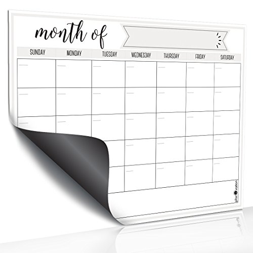 Magnetic Dry Erase Refrigerator Calendar by planOvation | Large Calendar Whiteboard Monthly Planner Magnet. (Grey)