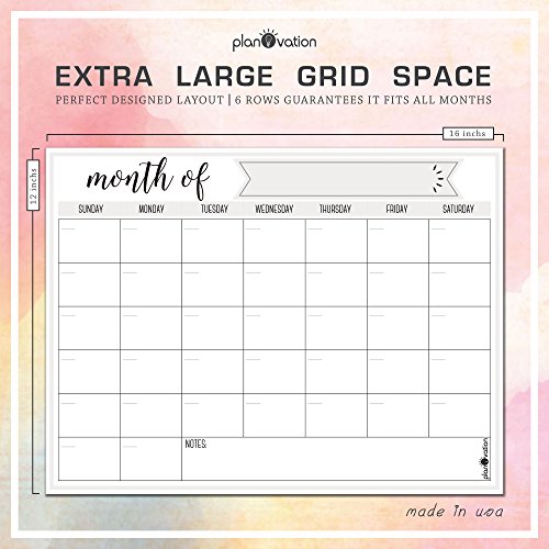 Magnetic Dry Erase Refrigerator Calendar by planOvation | Large Calendar Whiteboard Monthly Planner Magnet. (Grey)