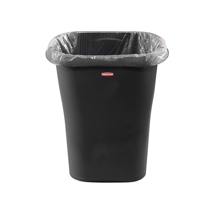 Rubbermaid Open Waste Basket, 32-Court/8-Gallon, Black, Garbage Container Bin for Kids/Adults, Fits under Desk for Kitchen/Home/Office/Bathroom/Dorm