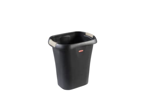 Rubbermaid Open Waste Basket, 32-Court/8-Gallon, Black, Garbage Container Bin for Kids/Adults, Fits under Desk for Kitchen/Home/Office/Bathroom/Dorm