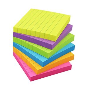 sticky notes with lines lined sticky notes 3×3 bright multi colors 6 pads 100 sheet/pad