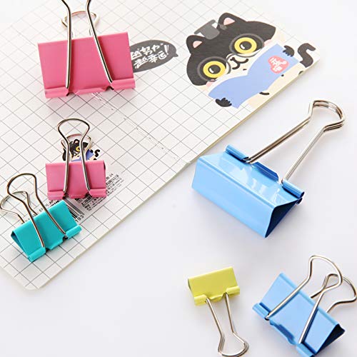 Colored Binder Clips Assorted Sizes, Jumbo, Large, Medium, Small, Mini, Micro (120 Pcs)