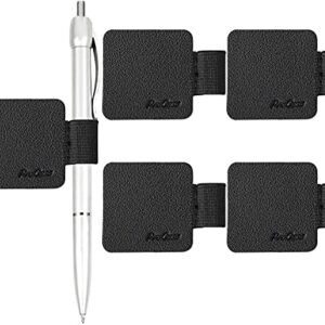 ProCase (5 Pack) Pen Loop Holder for Notebooks Journals Planners Tablet Case, Self Adhesive Leather Pencil Holder with Elastic Loop for Pens, Apple Pencil, Stylus Pen -Black