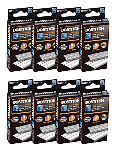 Bostitch Standard Staples, 1/4" Length,Full Strip Staples, 5000 Per Box, 8-Pack