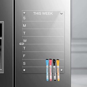 Magnetic Notepad - Acrylic Clear Weekly Meal Planner Board Resuable Dry Erase Board Week Calendar Refrigerator(Magnet)