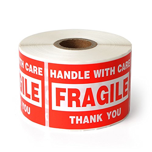 Fragile - 2"x3" Handle with Care Shipping Stickers, 500 Labels Per Roll