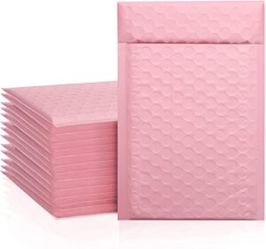 metronic 4×8 inch bubble mailer 50 pack, waterproof self seal adhesive shipping bags, cushioning padded envelopes for shipping, mailing, packaging, sakura pink bulk #000