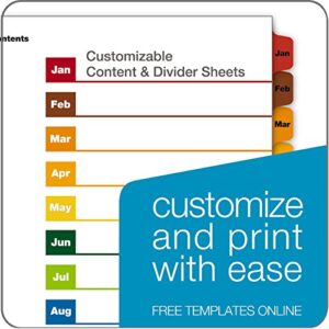 Cardinal OneStep Binder Dividers, 12-Tab Monthly, Customizable Table of Contents, Reversible Multicolor Tabs, 1 Set (60318CB)