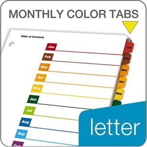 Cardinal OneStep Binder Dividers, 12-Tab Monthly, Customizable Table of Contents, Reversible Multicolor Tabs, 1 Set (60318CB)