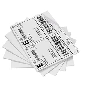 shipping labels, pacific mailer half sheet shipping label compatible for inkjet 2 per page 8.5 x 11 self adhesive mailing return address labels printable sticker paper [100 sheets/ 200 labels, white]