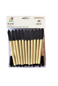 panclub foam paint brush set i sponge brush paint i 1 inch – 25 pack i with wood handles i great for art, varnishes, acrylics, stains, crafts