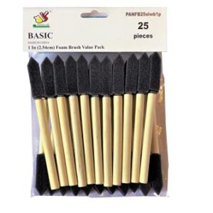 PANCLUB Foam Paint Brush Set I Sponge Brush Paint I 1 Inch - 25 Pack I with Wood Handles I Great for Art, Varnishes, Acrylics, Stains, Crafts