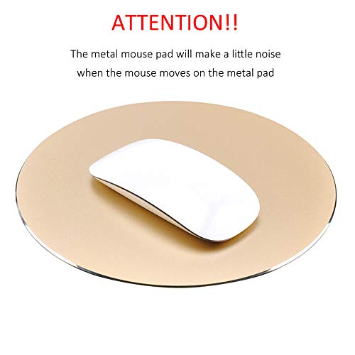 ProElife Premium Aluminum Metal Mouse Pad Mice Mat 8.66 inch (Round, Champagne Gold)