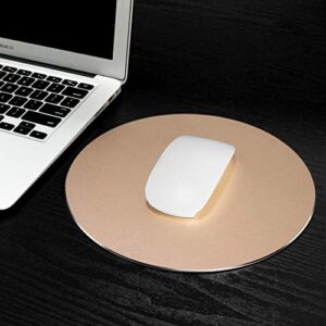 ProElife Premium Aluminum Metal Mouse Pad Mice Mat 8.66 inch (Round, Champagne Gold)