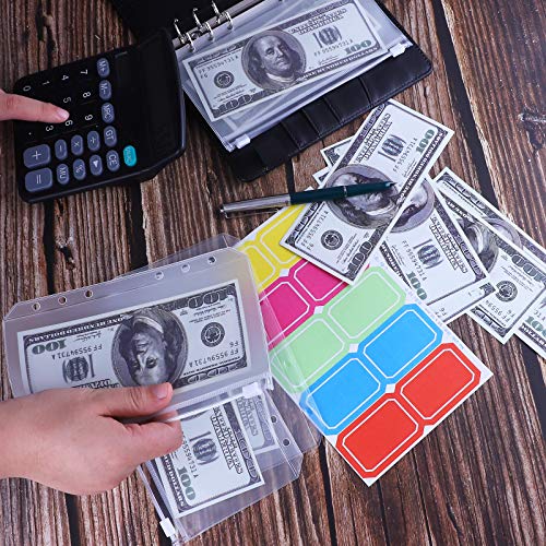 Antner Budget Binder with Zipper Envelopes, Money Binder Organizer with Cash Envelopes for Budgeting & Saving Money, A6 Budget Planner with 12 Cash Envelopes & 20 Colorful Stickers for Cash, Black