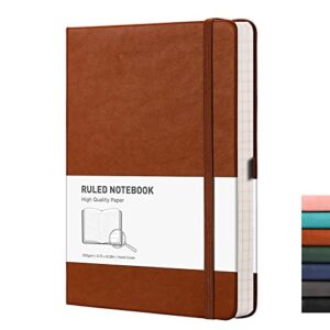 RETTACY Lined Journal Notebook - A5 Leather Thick Journal Writing Notebook with 192 Numbered Pages,Hardcover,100gsm Thick Paper 5.75'' × 8.38''
