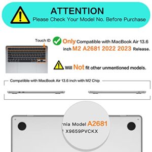 MOSISO Compatible with MacBook Air 13.6 inch Case 2022 2023 Release A2681 M2 Chip with Liquid Retina Display Touch ID, Plastic Hard Shell&Keyboard Cover&Screen Protector&Storage Bag, Crystal Clear