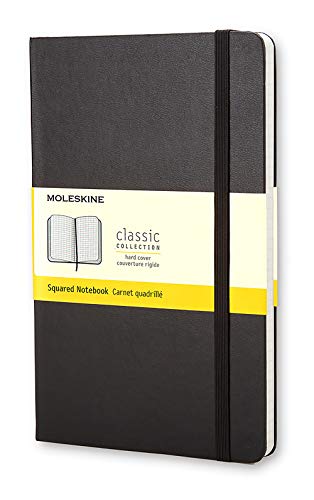 Moleskine Classic Notebook, Hard Cover, Large (5" x 8.25") Squared/Grid, Black, 240 Pages