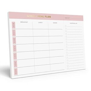 sweetzer & orange weekly meal planner and grocery list magnetic notepad. pink 10×7” meal planning pad with tear off shopping list. plan weekly menu food for weight loss or dinner list for family!