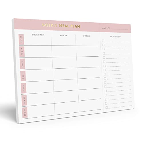 Sweetzer & Orange Weekly Meal Planner and Grocery List Magnetic Notepad. Pink 10x7” Meal Planning Pad with Tear Off Shopping List. Plan Weekly Menu Food for Weight Loss or Dinner List for Family!