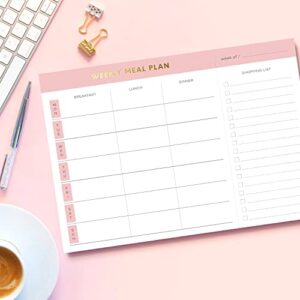 Sweetzer & Orange Weekly Meal Planner and Grocery List Magnetic Notepad. Pink 10x7” Meal Planning Pad with Tear Off Shopping List. Plan Weekly Menu Food for Weight Loss or Dinner List for Family!