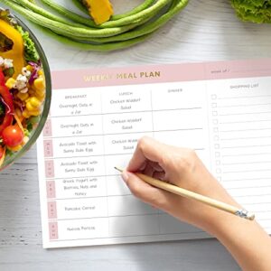 Sweetzer & Orange Weekly Meal Planner and Grocery List Magnetic Notepad. Pink 10x7” Meal Planning Pad with Tear Off Shopping List. Plan Weekly Menu Food for Weight Loss or Dinner List for Family!