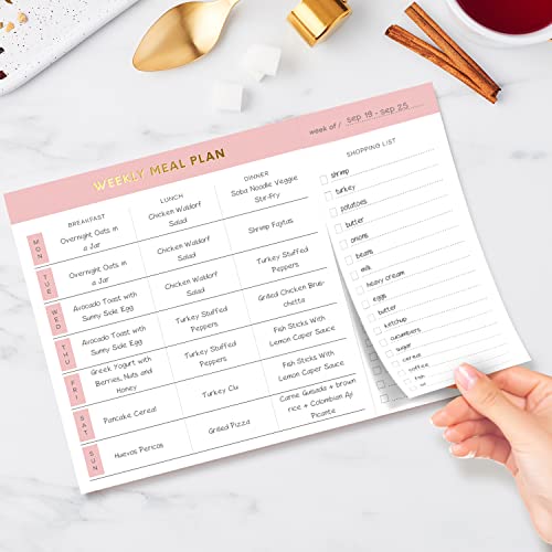 Sweetzer & Orange Weekly Meal Planner and Grocery List Magnetic Notepad. Pink 10x7” Meal Planning Pad with Tear Off Shopping List. Plan Weekly Menu Food for Weight Loss or Dinner List for Family!