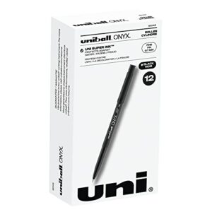 uni-ball onyx rollerball pens fine point, 0.7mm, black, 12 pack