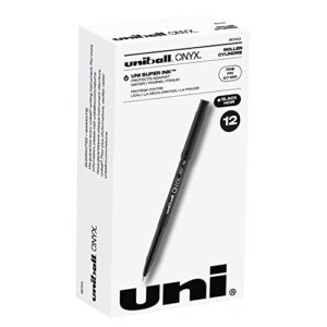 uni-ball Onyx Rollerball Pens Fine Point, 0.7mm, Black, 12 Pack