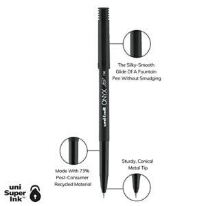 uni-ball Onyx Rollerball Pens Fine Point, 0.7mm, Black, 12 Pack