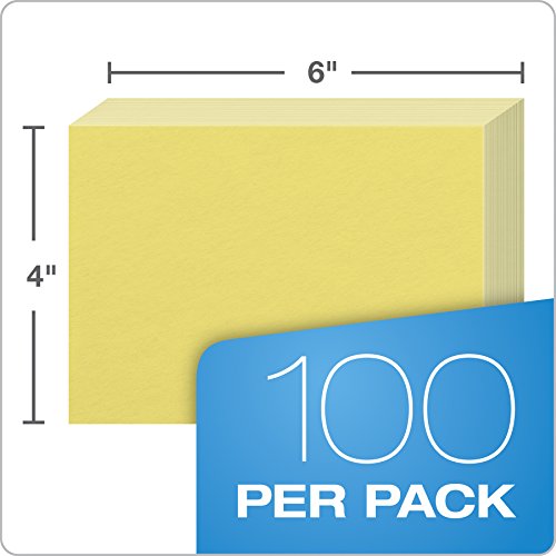 Oxford Blank Color Index Cards, 4" x 6", Canary, 100 Per Pack (7420 CAN)