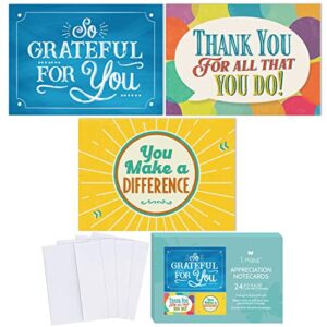 24 appreciation cards with envelopes – team gifts, teacher gifts bulk, volunteer and employee appreciation cards, gratitude and encouragement cards for nurse appreciation week and staff appreciation day – boxed set of thank you cards bulk to say you make