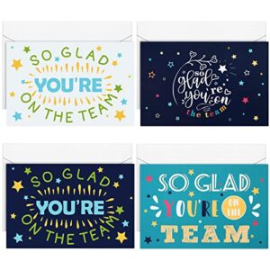 24 pack employee appreciation encouragement cards with envelopes so glad you’re on the team business note cards funny work greeting cards employee thank you cards for gratitude recognition (classic)