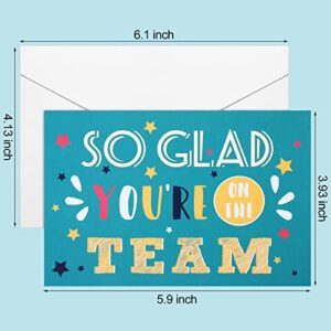 24 Pack Employee Appreciation Encouragement Cards with Envelopes So Glad You're On The Team Business Note Cards Funny Work Greeting Cards Employee Thank You Cards for Gratitude Recognition (Classic)