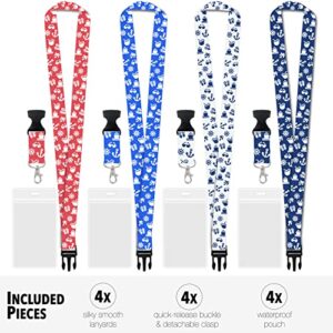 Cruise Lanyard Must Have Accessories for Ship Cards [4 Pack] Cruise Lanyards with ID Holder, Key Card Detachable Badge & Waterproof Ship Card Holders