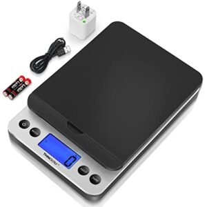 thinkscale shipping scale, 86lb postal scale with hold and tear function, 5 units, auto-off, postage scale for packages mailing small business, battery included