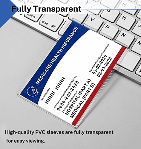 Neando Medicare Card Holder Protector Sleeves, Social Security Card Protector, 12 Mil Clear PVC Water Resistant Plastic Sleeves for New Medicare Cards, Business Cards, ID Cards, Credit Cards, 6 Pack