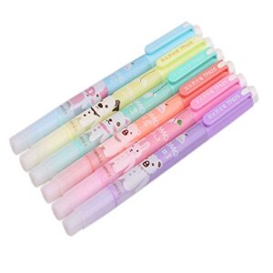 lotusflowert Pack of 6 Cute Kawaii Novelty Cartoon Colored Assorted Animals Double Highlighter Pen Office School Supplies Students Children Gift (Color May Vary)