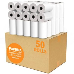 paprma 2 1/4” x 50′ receipt paper rolls pos thermal paper cash register paper rolls for credit card machine(50 rolls)