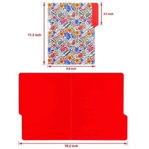 WOT I Decorative File Folders 12Packs, Cute File folders with 6 Cute Floral Design and 6 Solid Vibrant Colors, Two-Tone File Folders Letter Size, 1/3-Cut Tabs, 300gsm, File Folders Colored