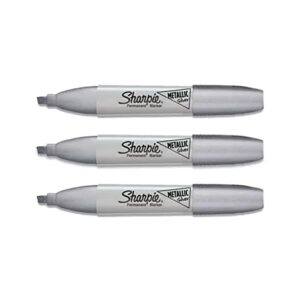 sharpie metallic permanent markers, chisel tip, silver, 3 count
