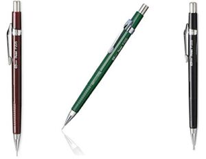 value pack of 3 pentel sharp automatic pencil, 0.5mm, black, burgundy, green barrels, 3 pack (p205) by pentel