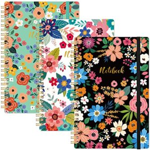 spiral notebook – 3 pack a5 lined journal notebook, spiral journal for women, 5.7″ x 8.4″, 160 pages, college ruled writing notebook with back pocket, 100gsm paper, for office & school