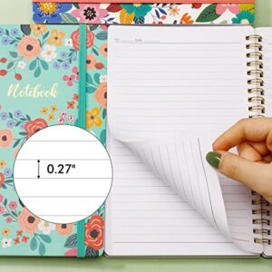 Spiral Notebook - 3 Pack A5 Lined Journal Notebook, Spiral Journal for Women, 5.7" x 8.4", 160 Pages, College Ruled Writing Notebook with Back Pocket, 100gsm Paper, for Office & School
